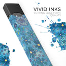 Floral Pattern on Blue Watercolor - Premium Decal Protective Skin-Wrap Sticker compatible with the Juul Labs vaping device
