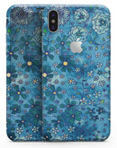 Floral Pattern on Blue Watercolor - iPhone X Skin-Kit