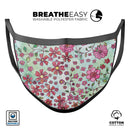 Floral Pattern on Light Green Watercolor - Made in USA Mouth Cover Unisex Anti-Dust Cotton Blend Reusable & Washable Face Mask with Adjustable Sizing for Adult or Child