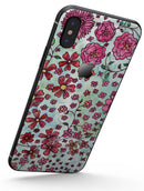 Floral Pattern on Light Green Watercolor - iPhone X Skin-Kit
