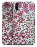Floral Pattern on Light Green Watercolor - iPhone X Skin-Kit