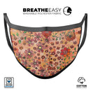Floral Pattern on Orange Watercolor - Made in USA Mouth Cover Unisex Anti-Dust Cotton Blend Reusable & Washable Face Mask with Adjustable Sizing for Adult or Child