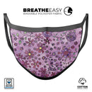 Floral Pattern on Purple Watercolor - Made in USA Mouth Cover Unisex Anti-Dust Cotton Blend Reusable & Washable Face Mask with Adjustable Sizing for Adult or Child