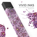Floral Pattern on Purple Watercolor - Premium Decal Protective Skin-Wrap Sticker compatible with the Juul Labs vaping device