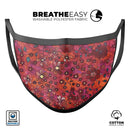 Floral Pattern on Red Watercolor - Made in USA Mouth Cover Unisex Anti-Dust Cotton Blend Reusable & Washable Face Mask with Adjustable Sizing for Adult or Child