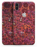 Floral Pattern on Red Watercolor - iPhone X Skin-Kit