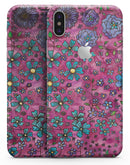 Floral Pattern on Wine Watercolor - iPhone X Skin-Kit