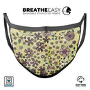 Floral Pattern on Yellow Watercolor - Made in USA Mouth Cover Unisex Anti-Dust Cotton Blend Reusable & Washable Face Mask with Adjustable Sizing for Adult or Child