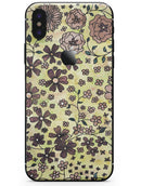 Floral Pattern on Yellow Watercolor - iPhone X Skin-Kit