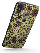 Floral Pattern on Yellow Watercolor - iPhone X Skin-Kit
