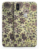 Floral Pattern on Yellow Watercolor - iPhone X Skin-Kit