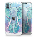 Flourished Blue & Purple Sacred Elephant  - Protective Skin Wrap & Decal – Compatible with iPhone SE to iPhone 17 Pro Max (All Models)