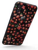 Flowers with Stems over Black Watercolor - iPhone X Skin-Kit
