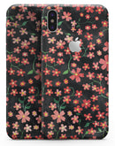 Flowers with Stems over Black Watercolor - iPhone X Skin-Kit