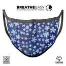 Flowers with Stems over Blue Watercolor - Made in USA Mouth Cover Unisex Anti-Dust Cotton Blend Reusable & Washable Face Mask with Adjustable Sizing for Adult or Child