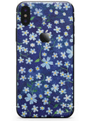 Flowers with Stems over Blue Watercolor - iPhone X Skin-Kit