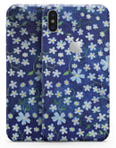 Flowers with Stems over Blue Watercolor - iPhone X Skin-Kit
