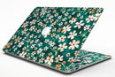 Flowers with Stems over Deep Green Watercolor - MacBook Air Skin Kit