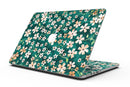 Flowers with Stems over Deep Green Watercolor - MacBook Pro with Retina Display Full-Coverage Skin Kit