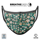 Flowers with Stems over Deep Green Watercolor - Made in USA Mouth Cover Unisex Anti-Dust Cotton Blend Reusable & Washable Face Mask with Adjustable Sizing for Adult or Child
