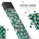 Flowers with Stems over Deep Green Watercolor - Premium Decal Protective Skin-Wrap Sticker compatible with the Juul Labs vaping device