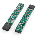 Flowers with Stems over Deep Green Watercolor - Premium Decal Protective Skin-Wrap Sticker compatible with the Juul Labs vaping device