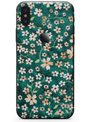 Flowers with Stems over Deep Green Watercolor - iPhone X Skin-Kit