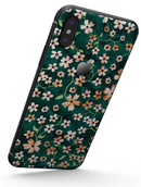 Flowers with Stems over Deep Green Watercolor - iPhone X Skin-Kit
