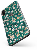 Flowers with Stems over Deep Green Watercolor - iPhone X Skin-Kit