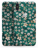 Flowers with Stems over Deep Green Watercolor - iPhone X Skin-Kit
