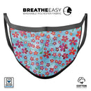 Flowers with Stems over Light Blue Watercolor - Made in USA Mouth Cover Unisex Anti-Dust Cotton Blend Reusable & Washable Face Mask with Adjustable Sizing for Adult or Child