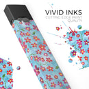 Flowers with Stems over Light Blue Watercolor - Premium Decal Protective Skin-Wrap Sticker compatible with the Juul Labs vaping device