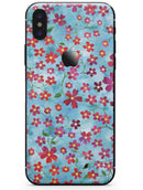 Flowers with Stems over Light Blue Watercolor - iPhone X Skin-Kit