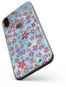 Flowers with Stems over Light Blue Watercolor - iPhone X Skin-Kit