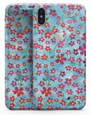 Flowers with Stems over Light Blue Watercolor - iPhone X Skin-Kit