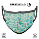 Flowers with Stems over Light Green Watercolor - Made in USA Mouth Cover Unisex Anti-Dust Cotton Blend Reusable & Washable Face Mask with Adjustable Sizing for Adult or Child
