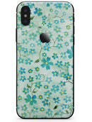 Flowers with Stems over Light Green Watercolor - iPhone X Skin-Kit