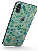 Flowers with Stems over Light Green Watercolor - iPhone X Skin-Kit