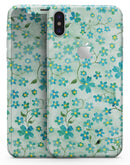 Flowers with Stems over Light Green Watercolor - iPhone X Skin-Kit