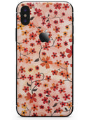 Flowers with Stems over Orange Watercolor - iPhone X Skin-Kit