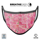 Flowers with Stems over Pink Watercolor - Made in USA Mouth Cover Unisex Anti-Dust Cotton Blend Reusable & Washable Face Mask with Adjustable Sizing for Adult or Child
