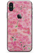 Flowers with Stems over Pink Watercolor - iPhone X Skin-Kit