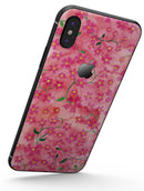 Flowers with Stems over Pink Watercolor - iPhone X Skin-Kit