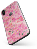 Flowers with Stems over Pink Watercolor - iPhone X Skin-Kit