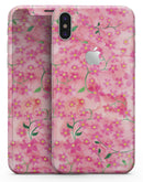 Flowers with Stems over Pink Watercolor - iPhone X Skin-Kit