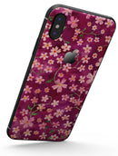 Flowers with Stems over Wine Watercolor - iPhone X Skin-Kit
