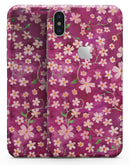 Flowers with Stems over Wine Watercolor - iPhone X Skin-Kit