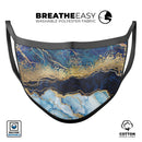 Foiled Marble Agate - Made in USA Mouth Cover Unisex Anti-Dust Cotton Blend Reusable & Washable Face Mask with Adjustable Sizing for Adult or Child