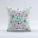 Fun-Colored Pattern Hearts Ink-Fuzed Decorative Throw Pillow