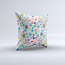 Fun-Colored Pattern Hearts Ink-Fuzed Decorative Throw Pillow